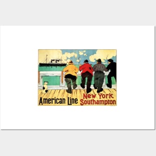 American Line New York Southampton Cruise Ship Advertisement Posters and Art